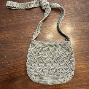 Handcrafted Gray Crochet Shoulder Bag
